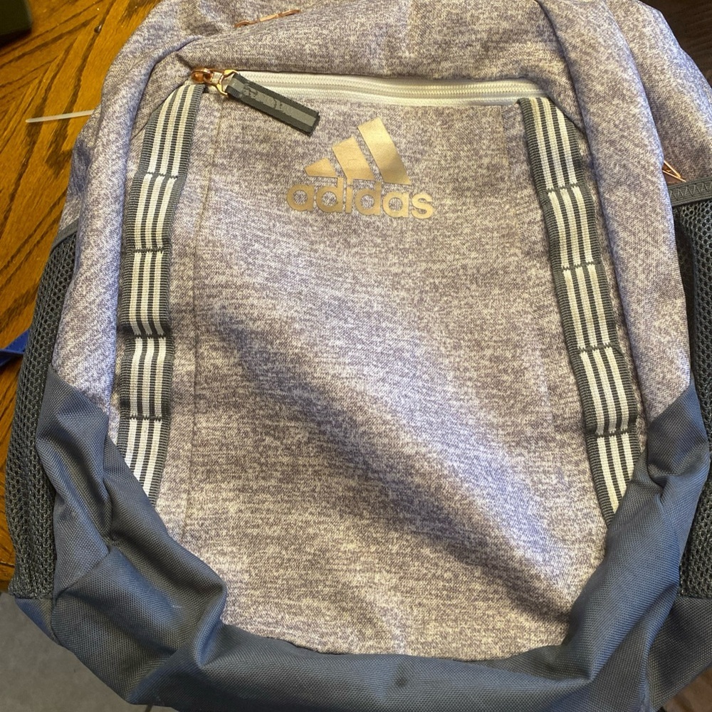 Adidas Gray Athletic Backpack with Textured Fabric